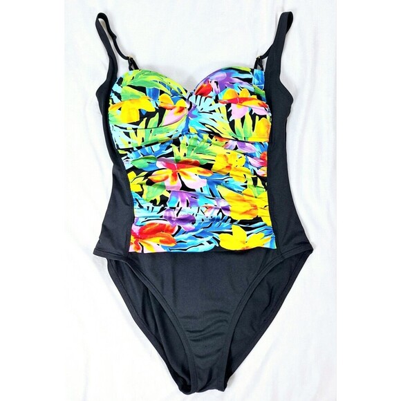 La‎ Blanca Tropical One-Piece Swimsuit Blue Green Sz 16 - Picture 1 of 5